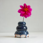 handmade ceramic dark blue and peach vase
