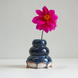 handmade ceramic dark blue and peach vase