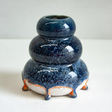 Handmade Ceramic Small Smoosh Vase - Dark Blue & Peach