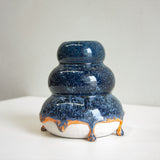 Handmade Ceramic Small Smoosh Vase - Dark Blue & Peach