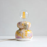 Handmade Ceramic Smoosh Lamp - Purple & Yellow