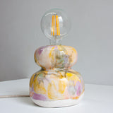 Handmade Ceramic Smoosh Lamp - Purple & Yellow