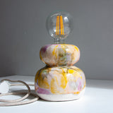 Handmade Ceramic Smoosh Lamp - Purple & Yellow
