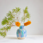 handmade formed by hand blue, green and purple large ceramic vase