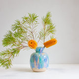 handmade formed by hand blue, green and purple large ceramic vase