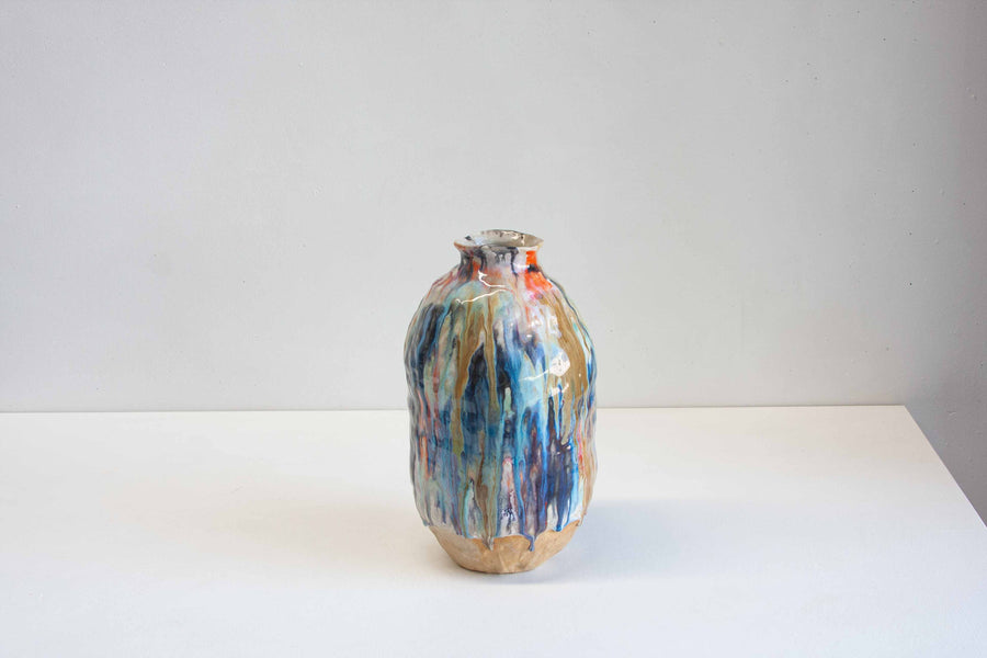handmade multicoloured large ceramic vase