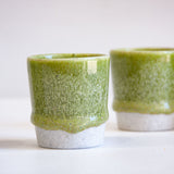 handmade ceramic espresso cup glazed in green