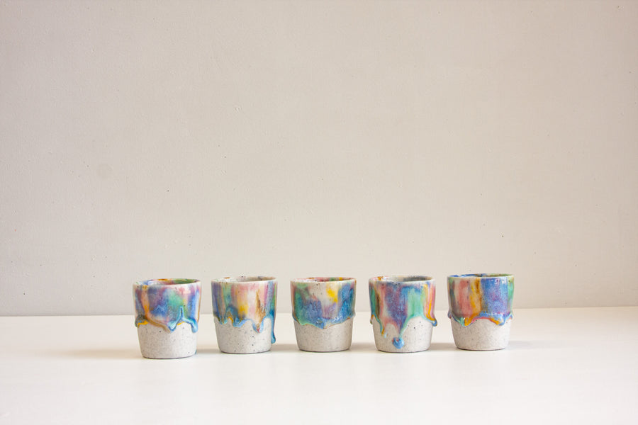 Handmade Ceramic Espresso Cup - Rainbow
