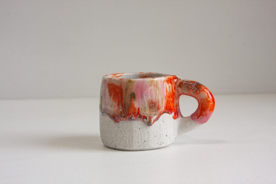Handmade Ceramic Mug - Orange & Pink