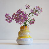 Handmade Ceramic Small Smoosh Vase - Pink & Yellow