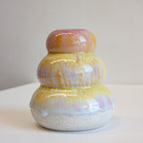 Handmade Ceramic Small Smoosh Vase - Pink & Yellow