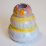 Handmade Ceramic Small Smoosh Vase - Pink & Yellow