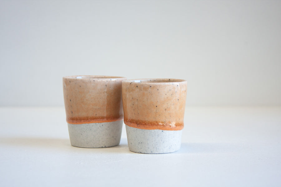 handmade ceramic peach glazed espresso cup