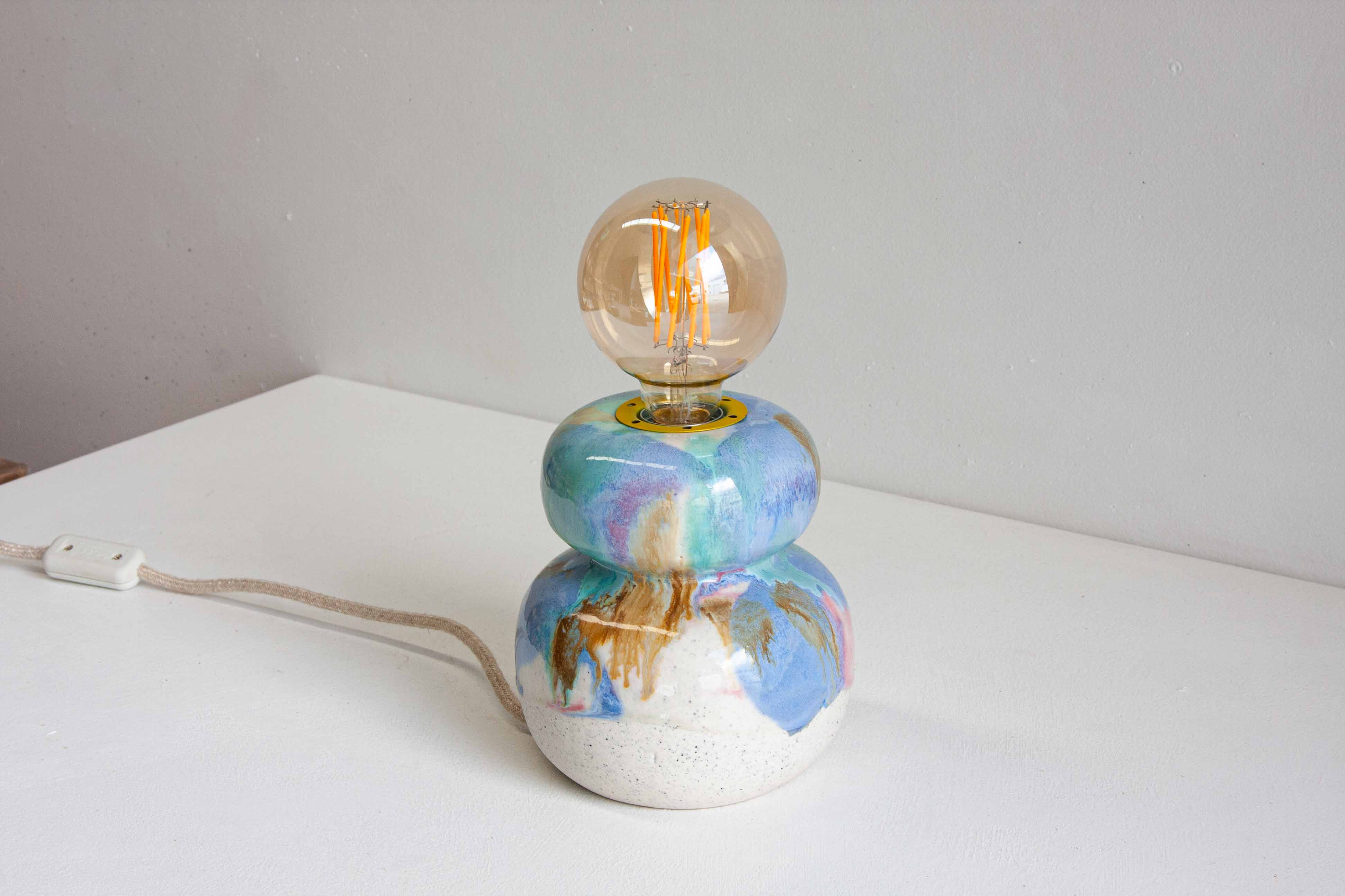handmade ceramic multicoloured table lamp