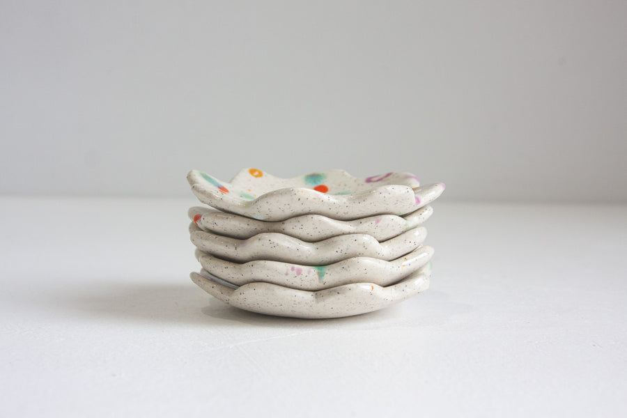 Handmade Ceramic Petal Mini Plate - Splatter Colour Theory
