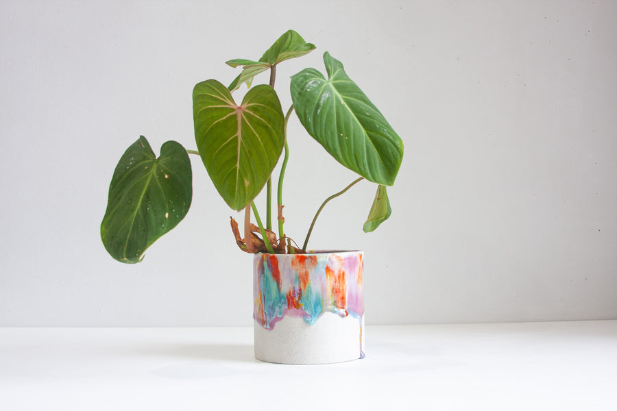 handmade ceramic bright colourful planter