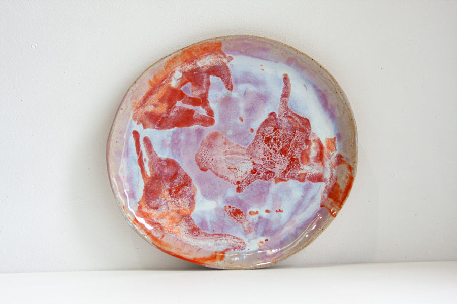 handmade ceramic purple and orange platter