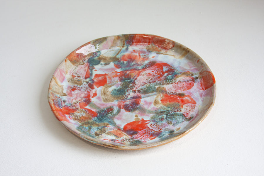Handmade Ceramic Platter - Orange & Pink