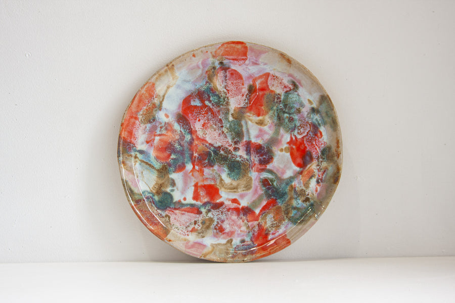 Handmade Ceramic Platter - Orange & Pink