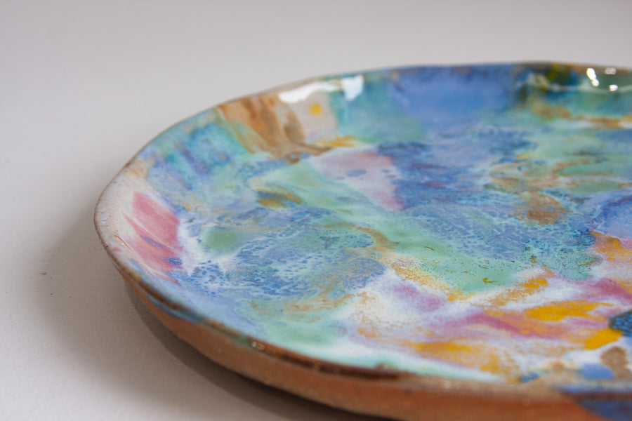 Handmade Ceramic Platter - Rainbow