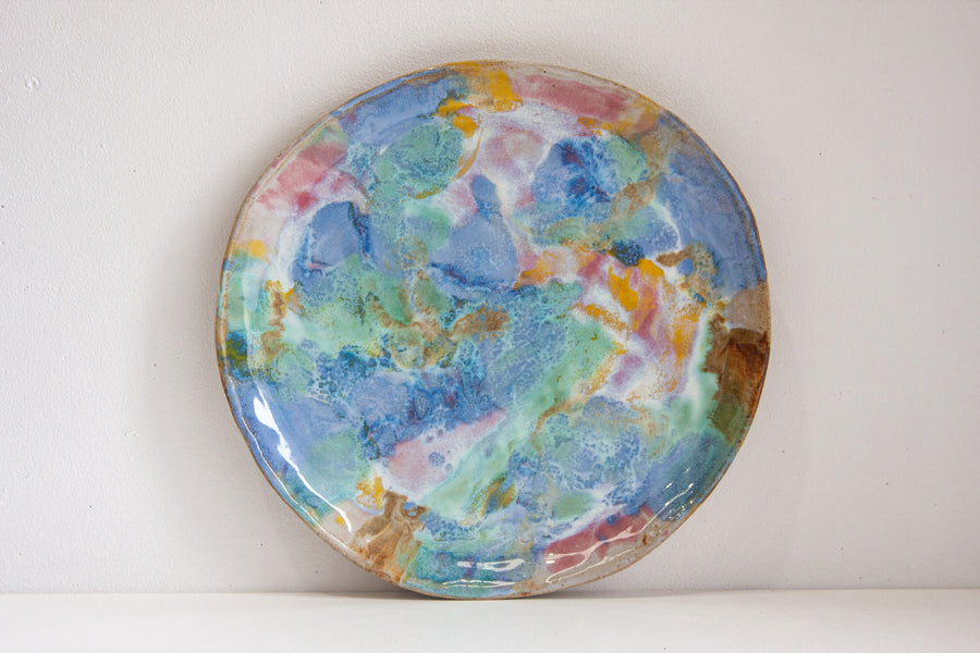handmade ceramic rainbow coloured platter