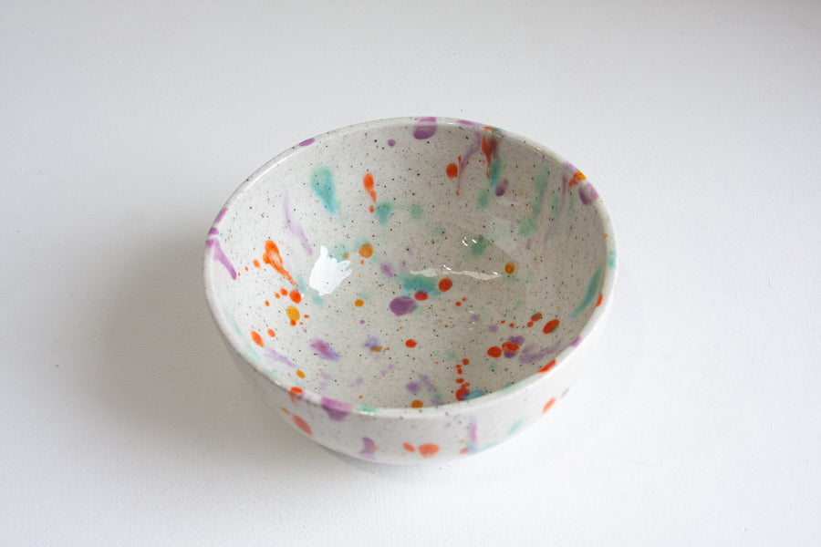 handmade ceramic splatter glaze serving bowl