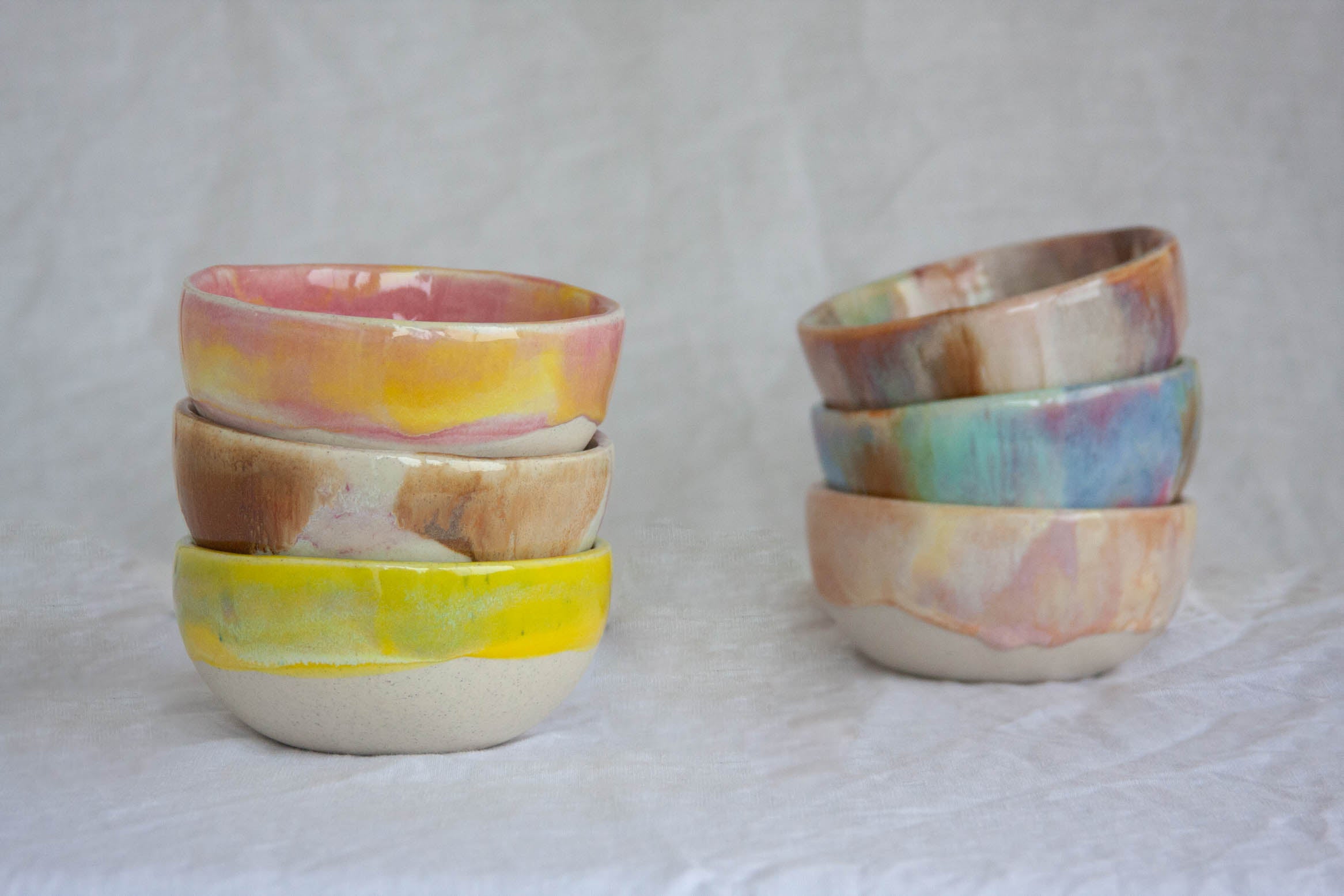 handmade hand crafted australian ceramic bowls bright colourful glaze
