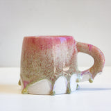 Handmade Ceramic Large Mug - Pink & Moss Green