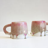 handmade ceramic green and pink large mug