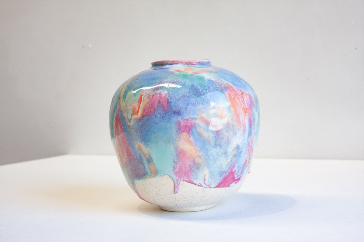 handmade ceramic multicoloured sculptural vase
