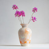 handmade ceramic large sculptural vase glazed in soft peach, pink and cream