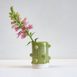 handmade ceramic green bauble vase