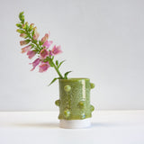 handmade ceramic green bauble vase