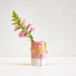 handmade ceramic bauble yellow and pink vase