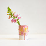 handmade ceramic bauble yellow and pink vase
