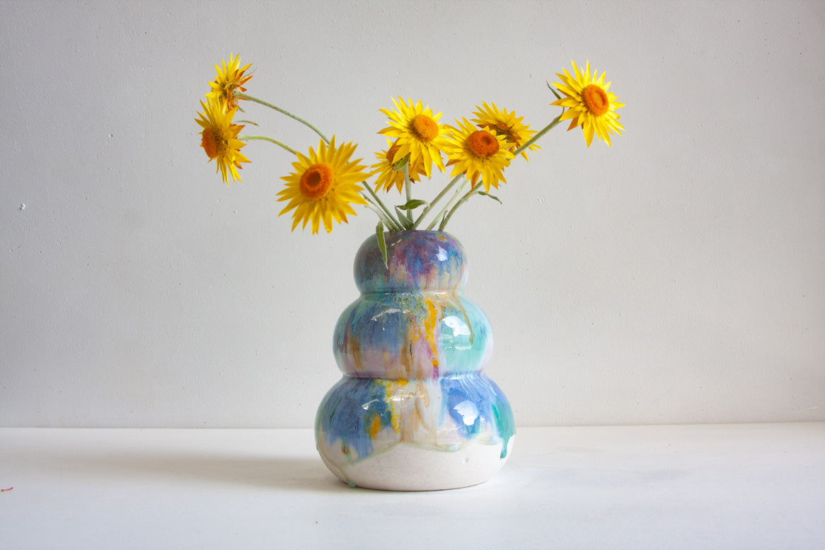 handmade ceramic rainbow large sculptural vase