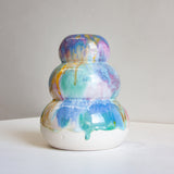 Handmade Ceramic Large Smoosh Vase - Rainbow