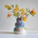Handmade Ceramic Large Smoosh Vase - Rainbow