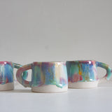 Handmade Ceramic Handled Mug - Rainbow