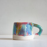 Handmade Ceramic Handled Mug - Rainbow