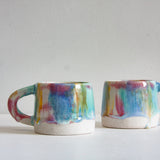 Handmade Ceramic Handled Mug - Rainbow