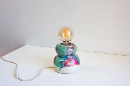 One-of-a-kind glazed ceramic table lamps
