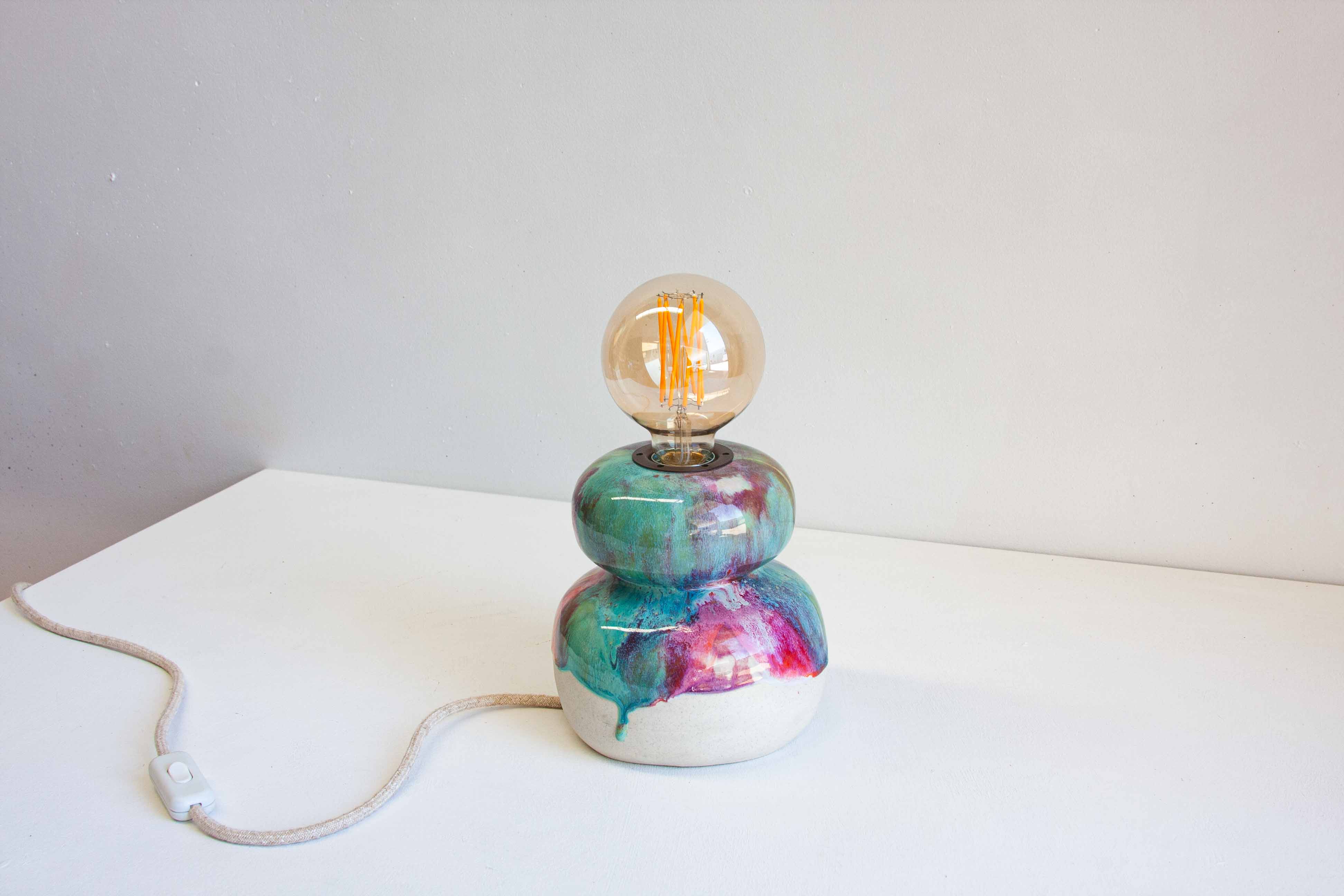 One-of-a-kind glazed ceramic table lamps