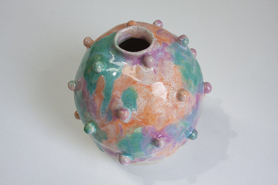 Handmade Ceramic Sculptural Bauble Vase - Sugared Almond