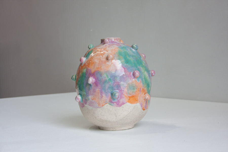 Handmade Ceramic Sculptural Bauble Vase - Sugared Almond