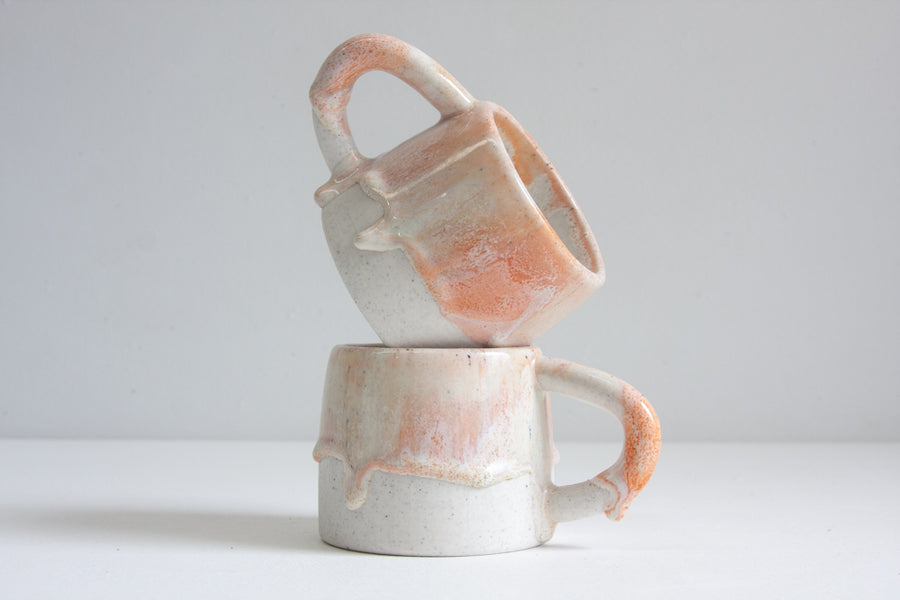 handmade ceramic soft pink and cream mug