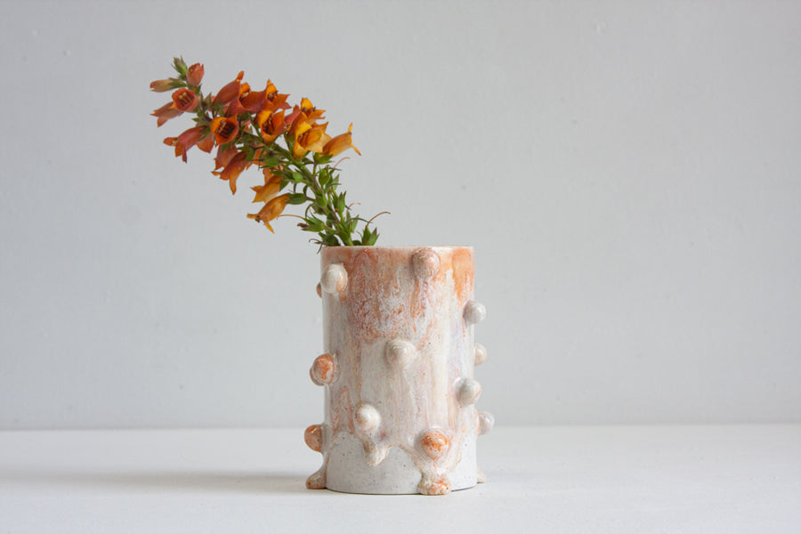 Handmade Ceramic Small Cylinder Bauble Vase - Marshmallow