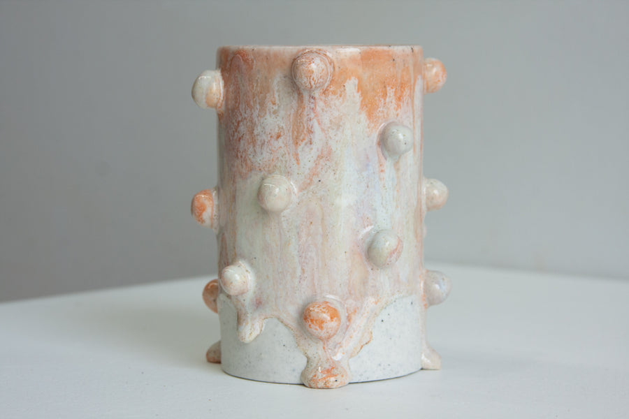 Handmade Ceramic Small Cylinder Bauble Vase - Marshmallow