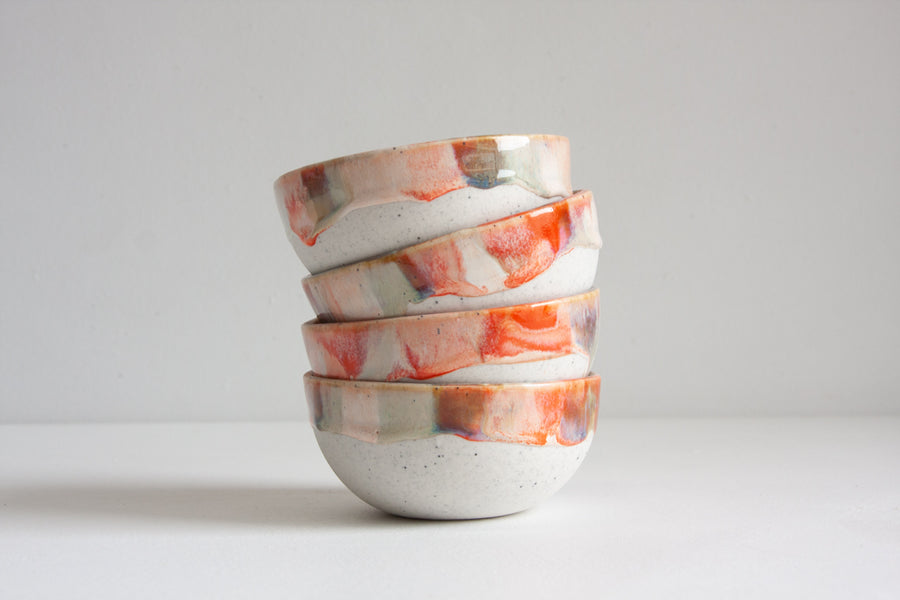 Seconds Sale Handmade Ceramic Small Breakfast Bowl - Orange Surprise