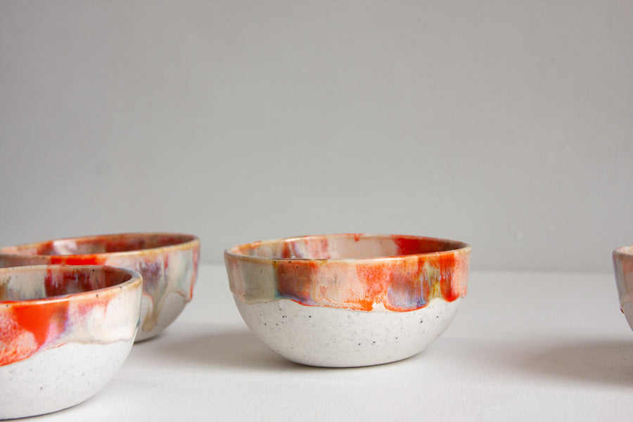 Seconds Sale Handmade Ceramic Small Breakfast Bowl - Orange Surprise